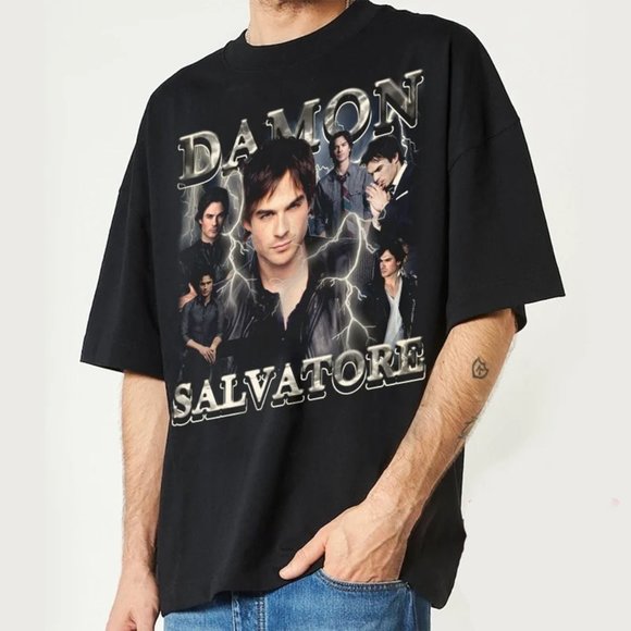 Damon Salvatore Vintage T Shirt, Ian Somerhalder T-shirt, The Vampire Diaries - Picture 1 of 1